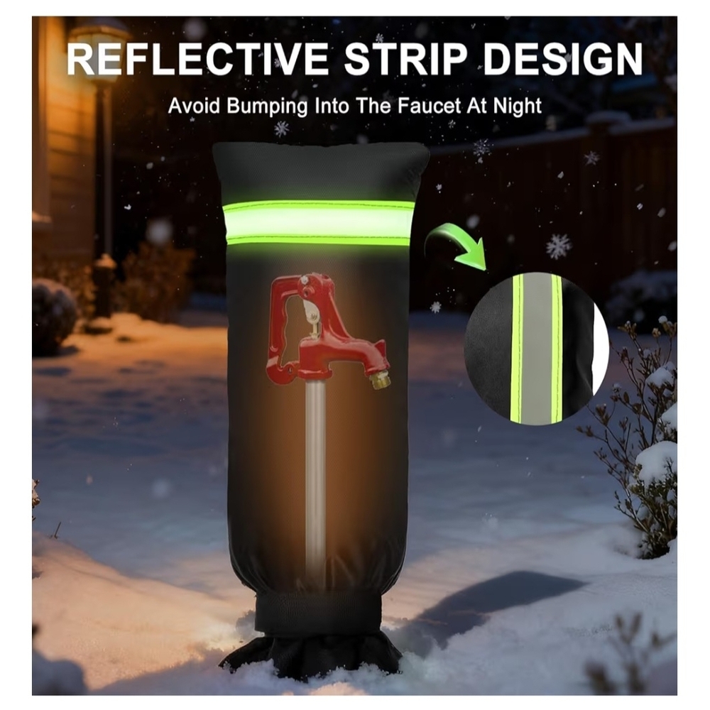 Black and Green Reflective Outdoor Faucet Protector